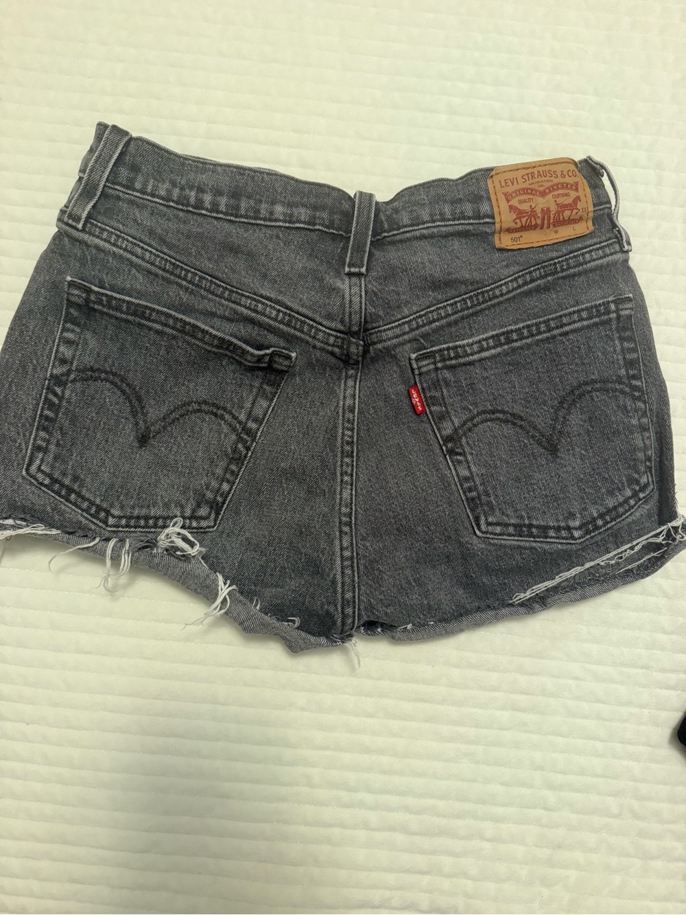 Levi's Women's Charcoal Black Frayed Denim Shorts